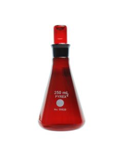 MATRAZ ERLENMEYER DE 250ML ACTÍNICO CON TAPÓN DE VIDRIO. PYREX